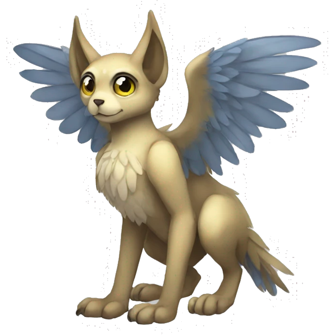 Anthro shy winged animal hybrid full body emoji