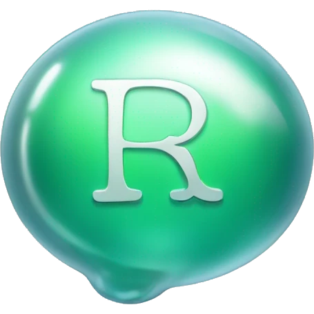 silvery green bubble r letter  emoji