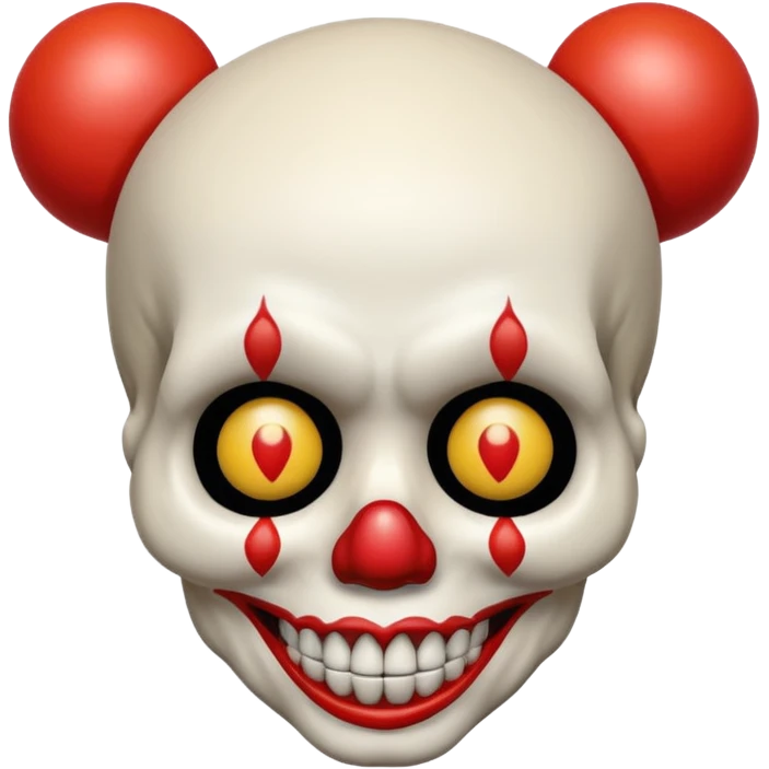 Tête de mort avec un nez de clown avec les mains sur la tête comme si il était choquer emoji