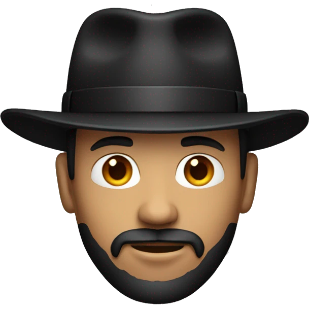 Red skinned man with black fedora and black goatee emoji