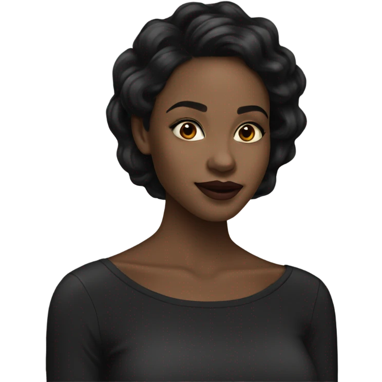 pretty black girl long black hair with lip lin emoji