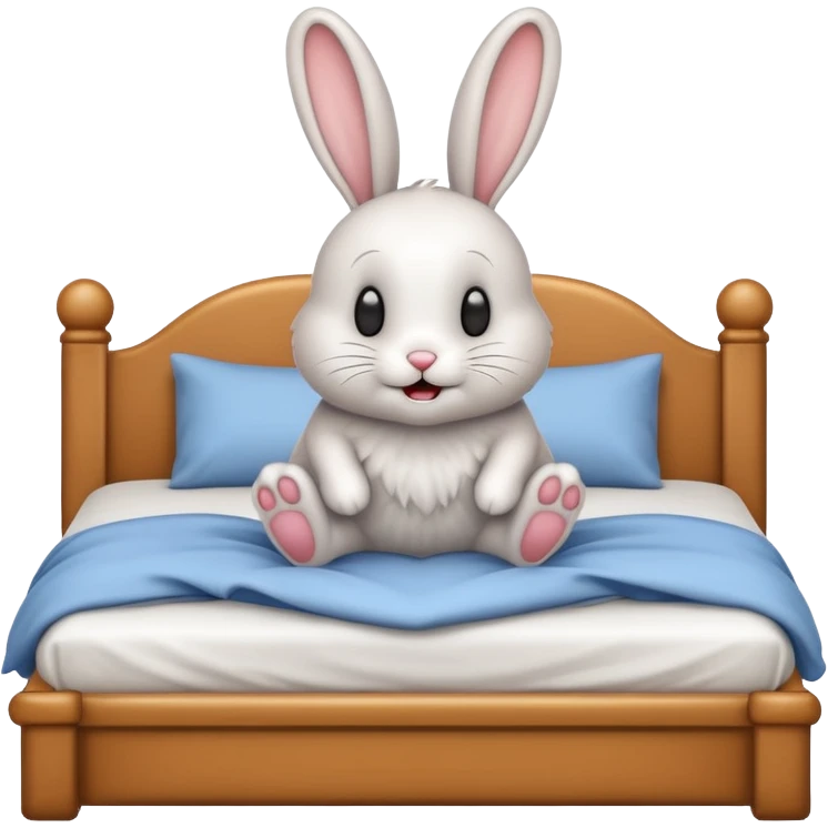 cartoon rabbit jumps out of bed emoji