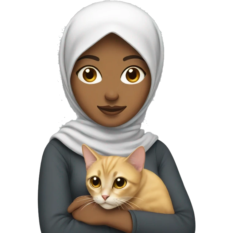 pretty woman with hijab holding a cat emoji