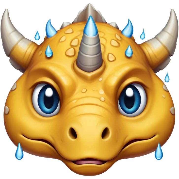 triceratops face with tears emoji