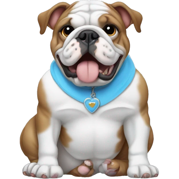 Bulldog with baby blue neclasse emoji
