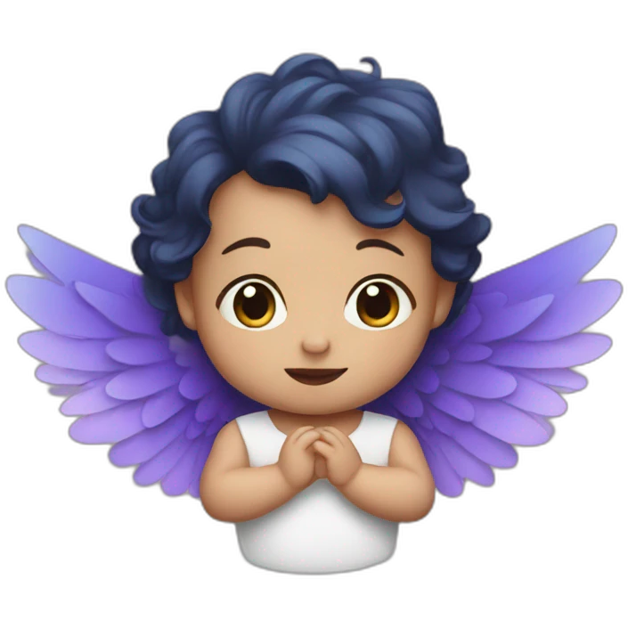 a baby with blue and purple wings emoji