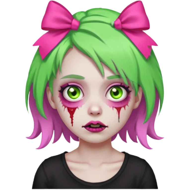 girl-zombie,with-neon green-hair,pink-bows emoji