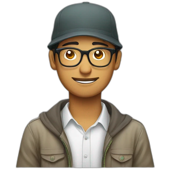 a nepali man with glasses on and dhaka topi in his head emoji
