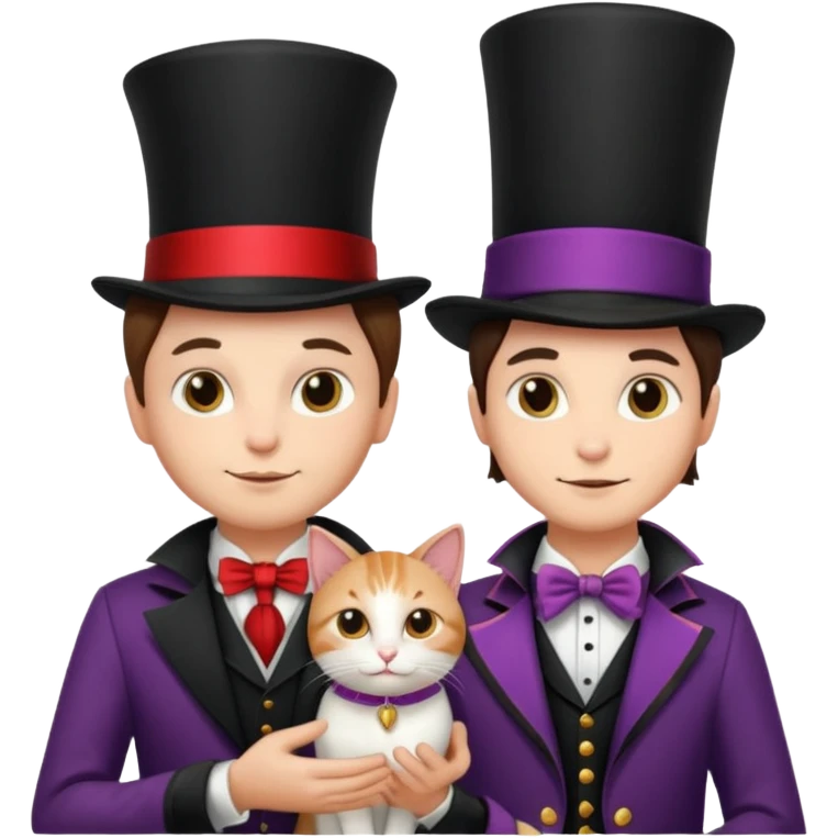 magician couple and their pet cat emoji