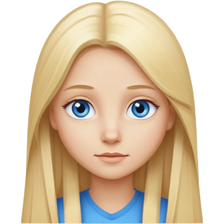 Une fille blonde aux cheveux long lisse et aux petits yeux bleus emoji