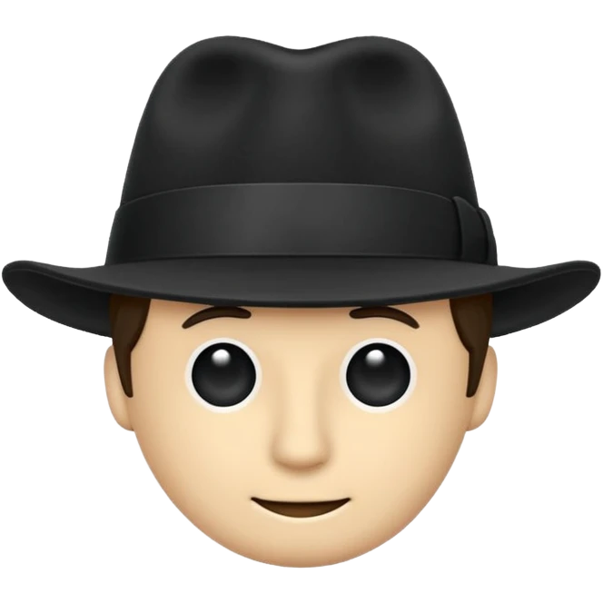fedora, isolated, transparent background, black emoji