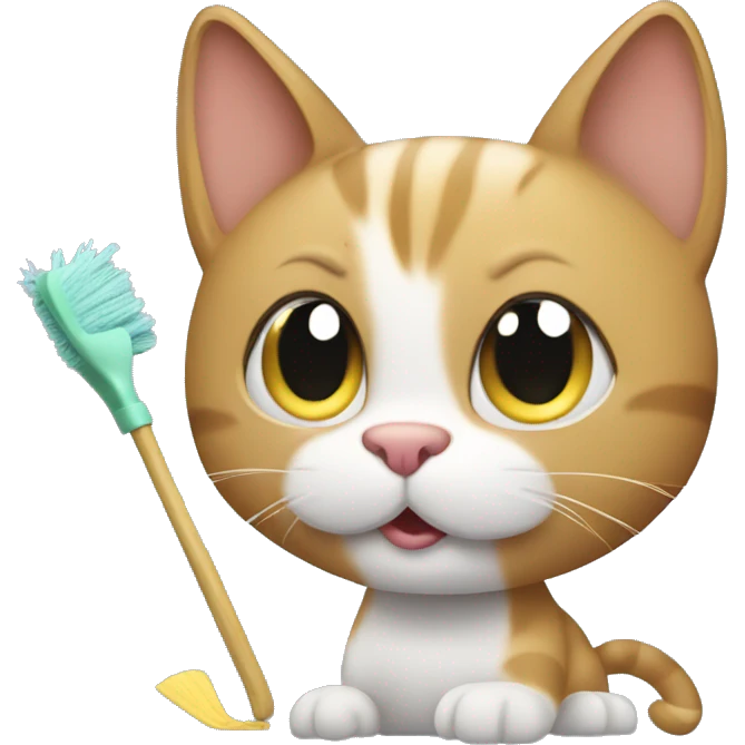 cat cleaning emoji