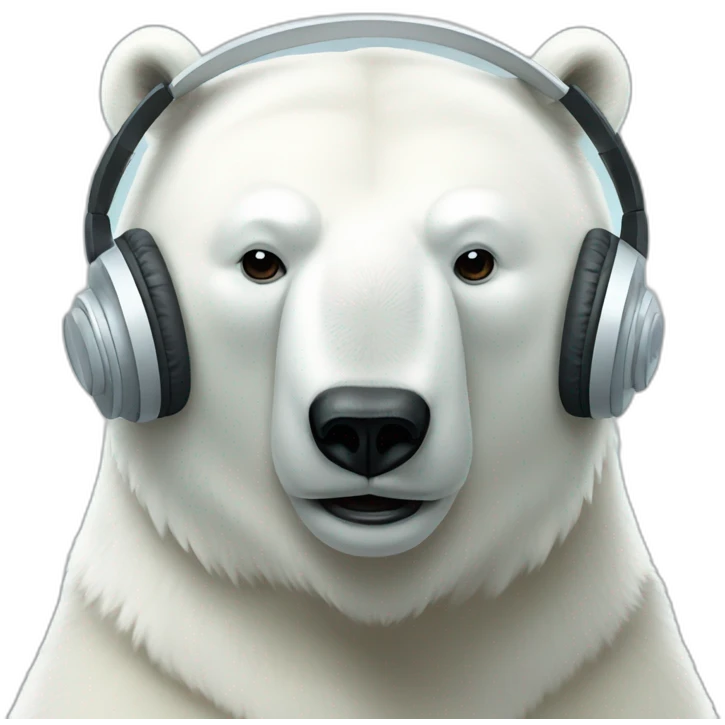 Polar bear listening music with headphones emoji