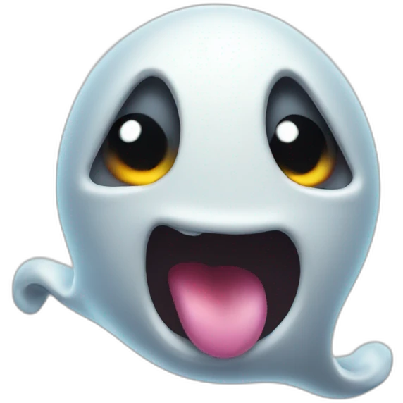 a funny little ghost who sticks out his tongue emoji
