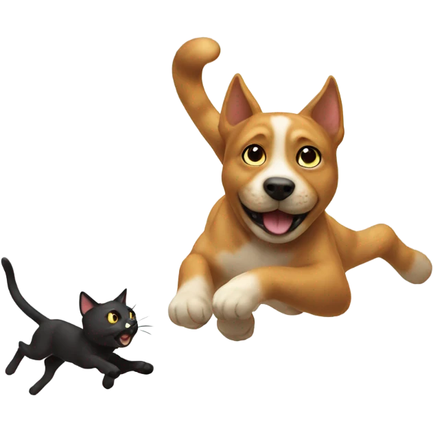 Cat chasing dog emoji