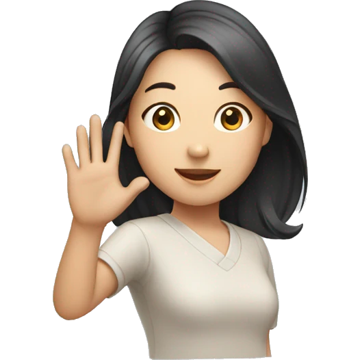 asian girl waving her hand emoji