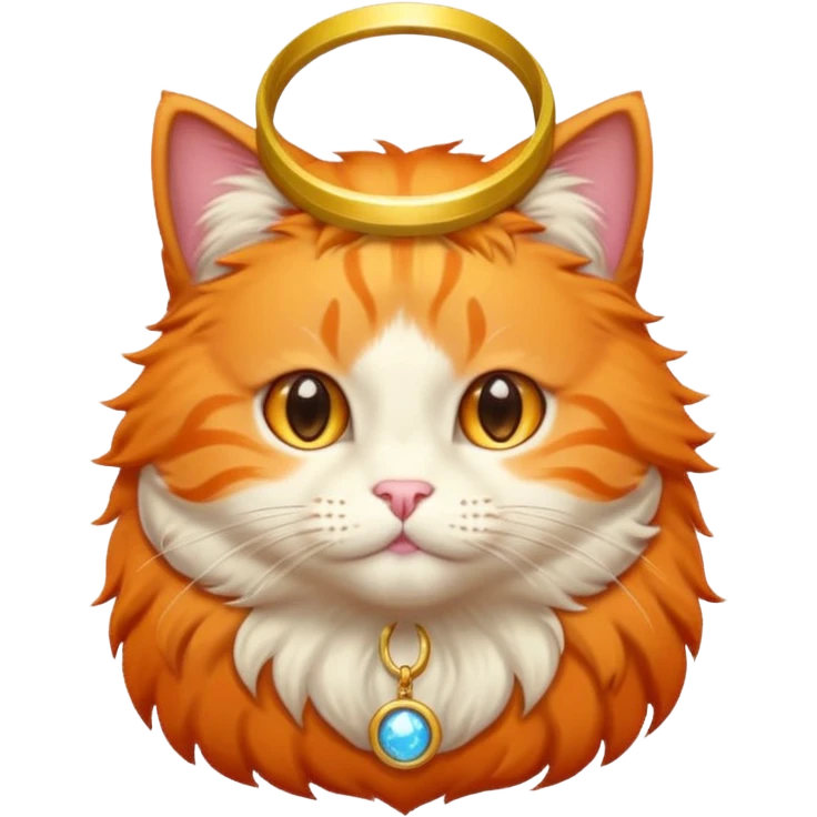 orange cat with a halo, cute and simple emoji