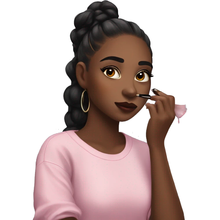 Aesthetic girl doing makeup at vanity  emoji