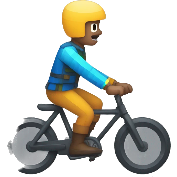 Pixel art man riding a bike emoji