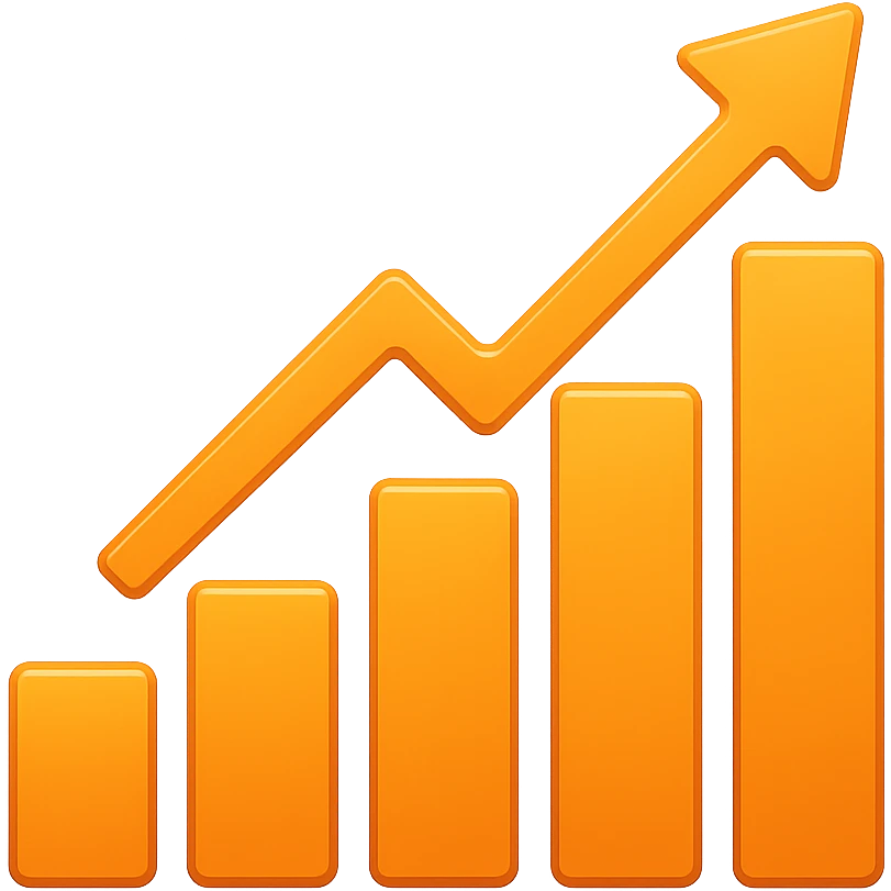 Orange Upward bar chart with a slight gradient, apple style emoji emoji