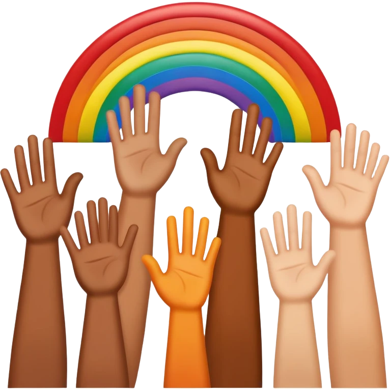 rainbow hands raised emoji