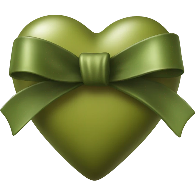 realistic olive heart and bow emoji