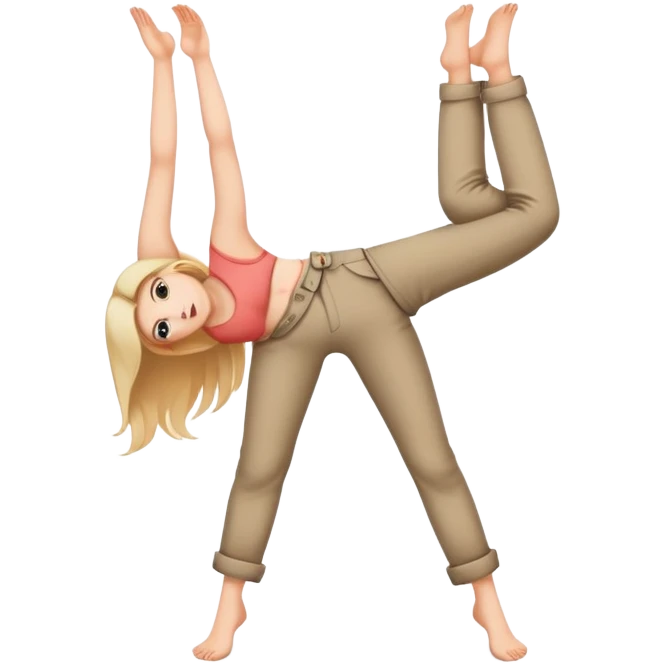 Woman with face in upside down pants emoji