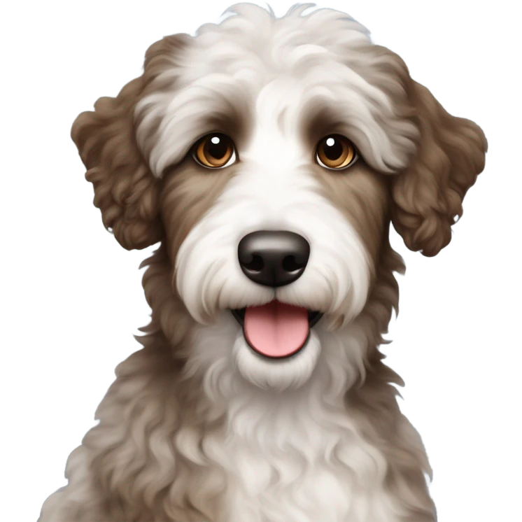 Aussiedoodle with different color eyes emoji