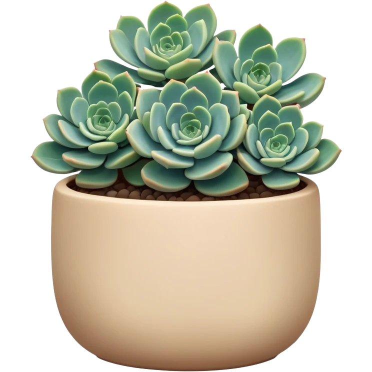 Sedum Pachyphyllum succulent with chubby blue-green leaves in a beige ceramic pot emoji