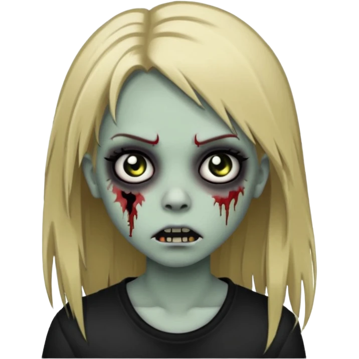 girl zombie with long dark blonde hair black eyes emo emoji