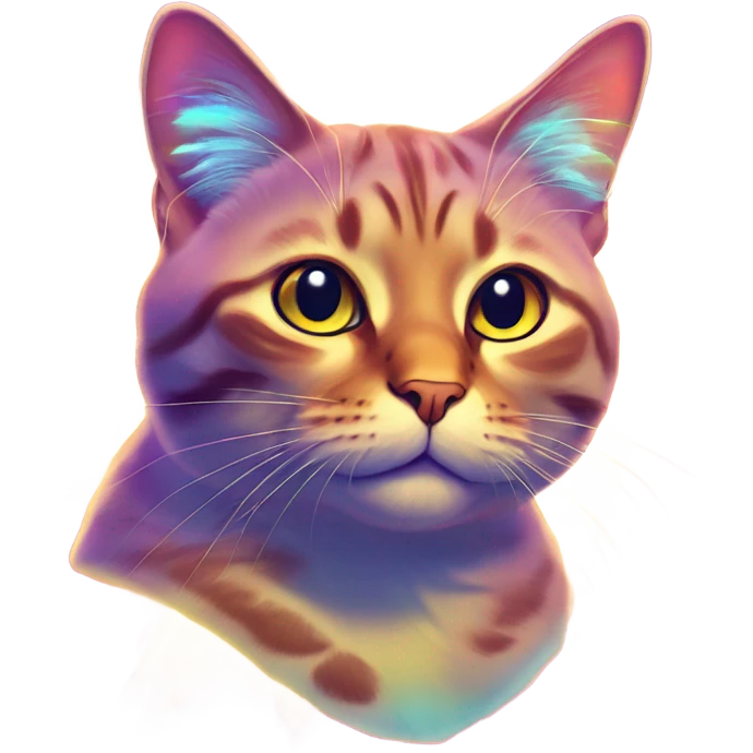 cat basking in sunlight trippy, psychedelic, playful sparkly emoji