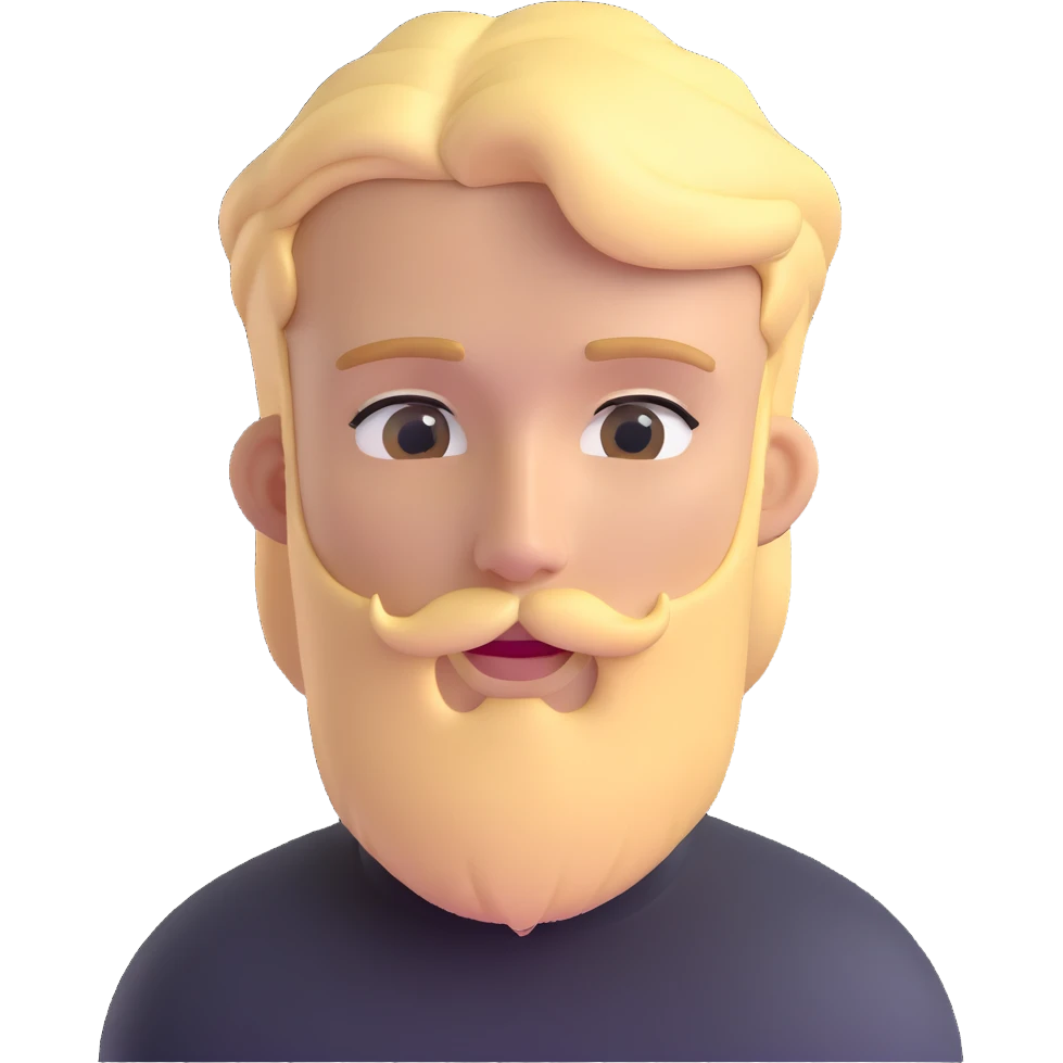 young man with blonde hair and soft beard emoji