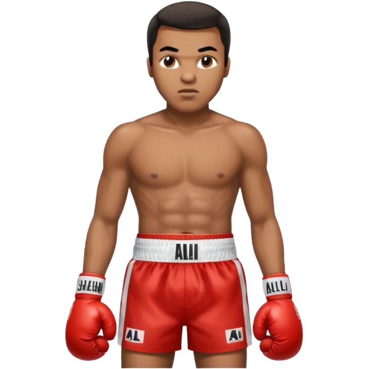 Mohammed Ali boxer , with the trunks shaeem on it emoji