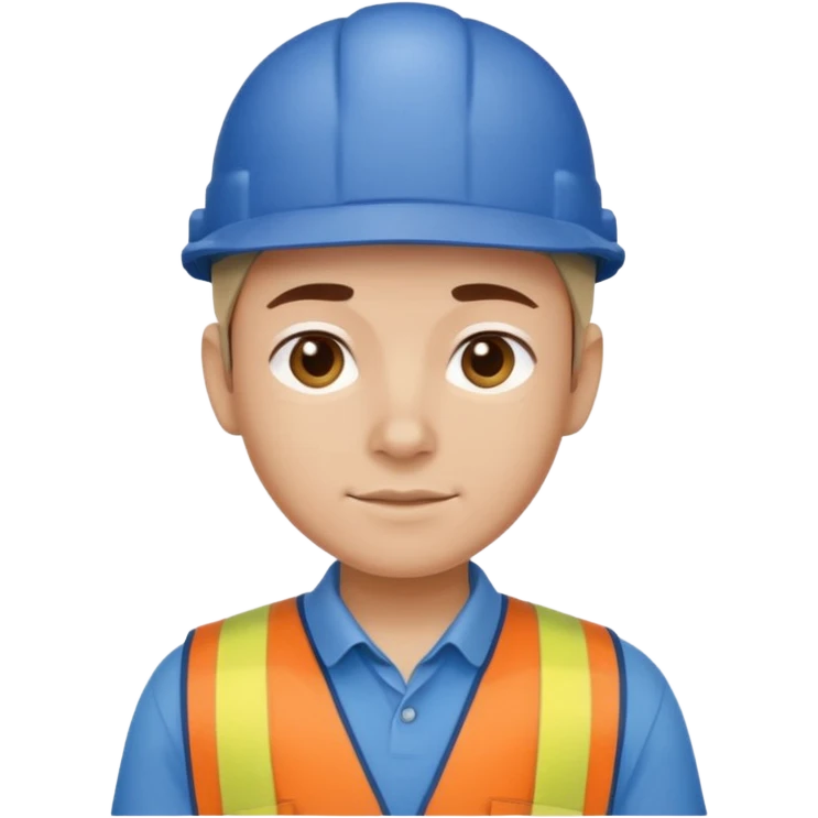 This is a cartoon-style avatar of a worker wearing a blue cap and a matching blue shirt, with a neutral expression. emoji