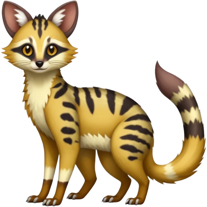 Civet-Genet-Possum-Serval-Caracal-Sergal-Trico-Numbat-Furret-fusion-Fakemon-hybrid-creature (full body) emoji