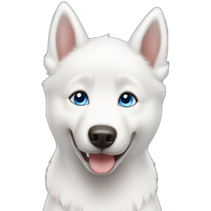 Happy white husky puppy blue eyes without eyebrows emoji
