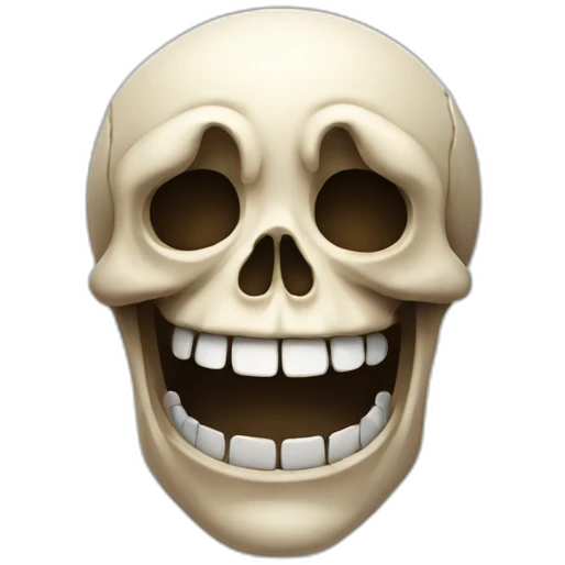 A happy skull face showing emoji with his hands emoji