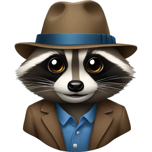 Raccoon with little fedora emoji