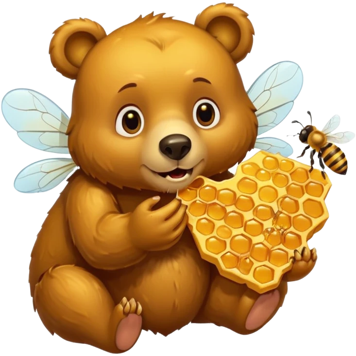 bear eating honeycomb with bees flying around emoji