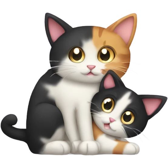 Cat hugging another calico cat emoji