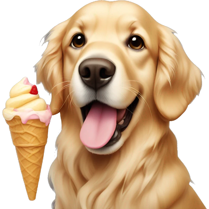 Golden retriever with ice cream  emoji