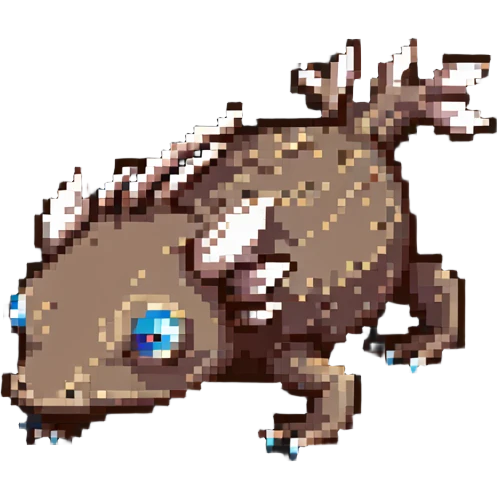 brown Minecraft axolotl, authentic blocky style and proportions, pixel art emoji