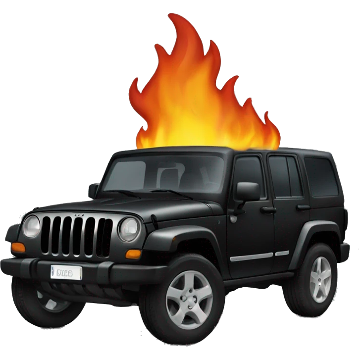 black jeep like suv on fire emoji