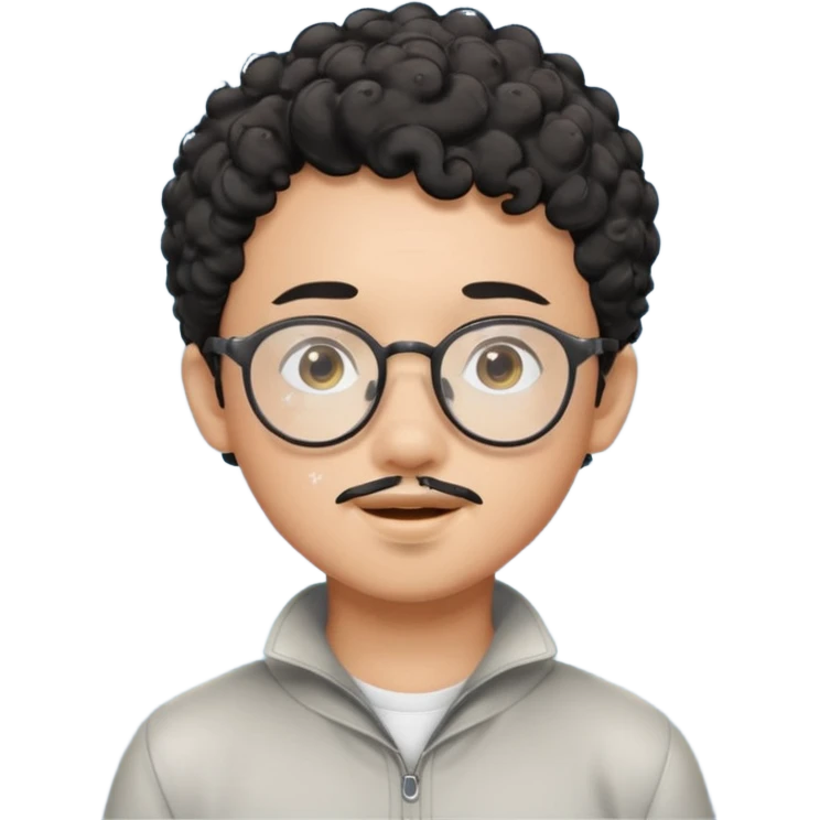 A young boy DEVELOPER WITH A laptop, black curly short hair, wearing glasses, a thin goatee, his skin is asian

Add the word "PIF" floating around him emoji