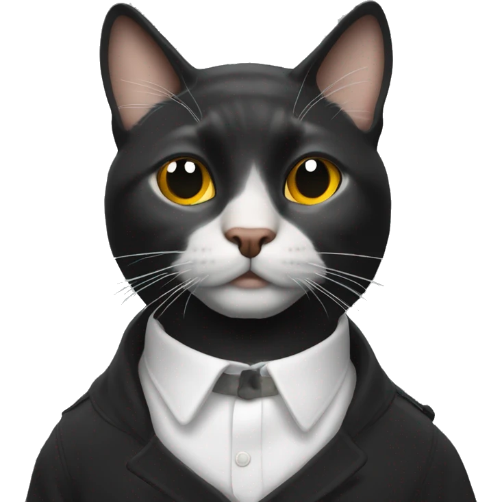 Черный кот с былой шеей и лапками  emoji