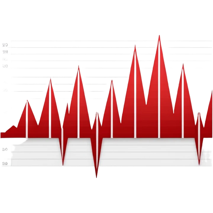 Minimalist design on a white background showing an audio waveform transforming into a sheet of text or lines. Red and white color scheme. No text. Clean geometric style that represents video transcription or audio analysis emoji