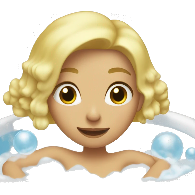 Blonde girl bathing in the bubble bath emoji