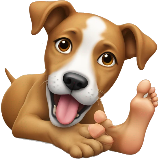 Dog licking feet emoji