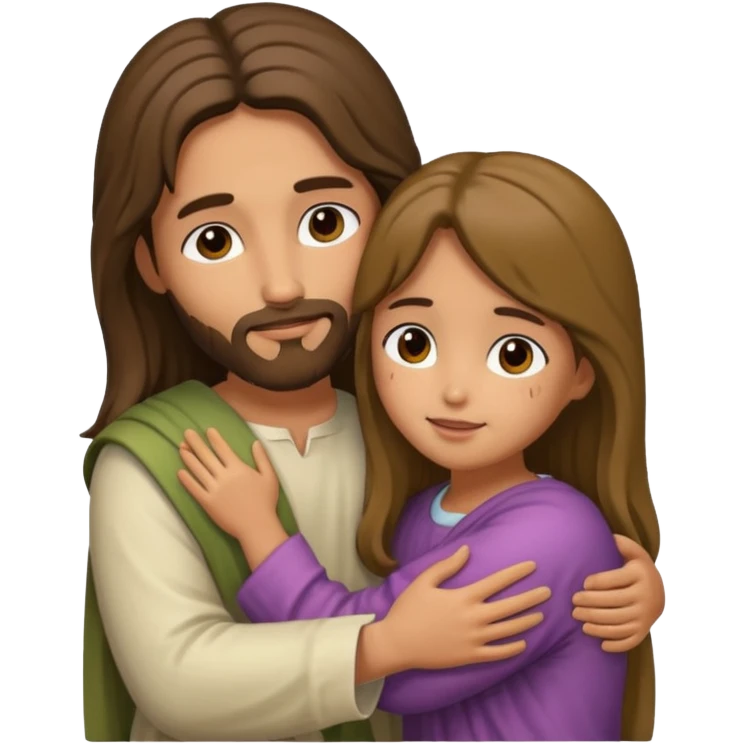 Jesus hugs a girl emoji