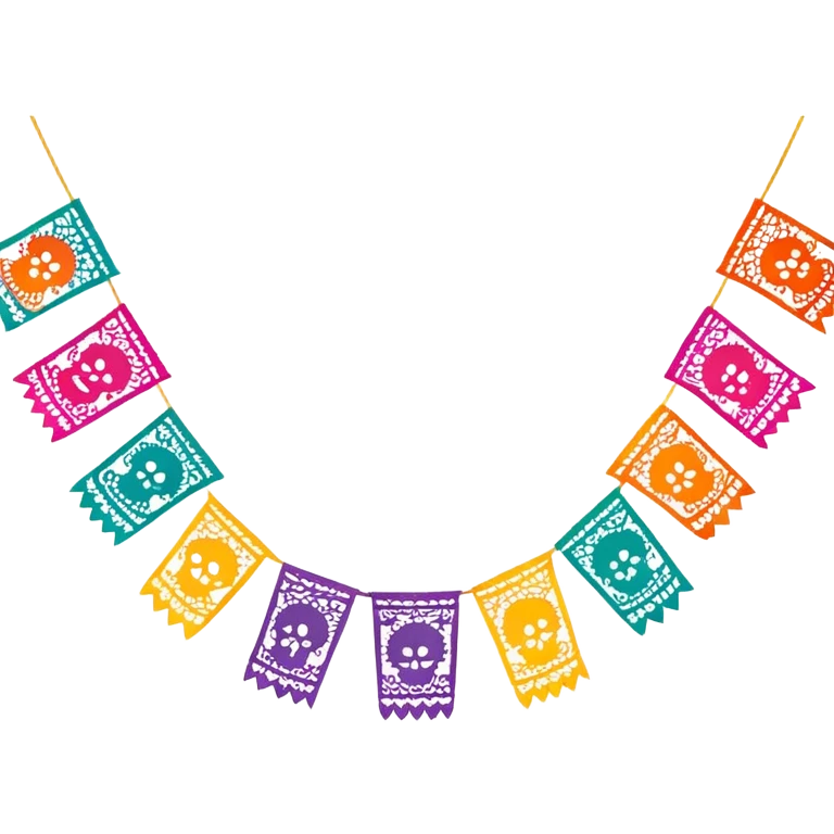festive one garland of colorful mexican papel picado emoji